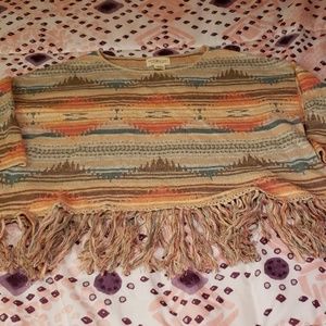 Womens BoHo Cropped sweatshirt with tassels